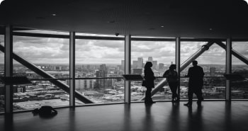 Large office with a city view